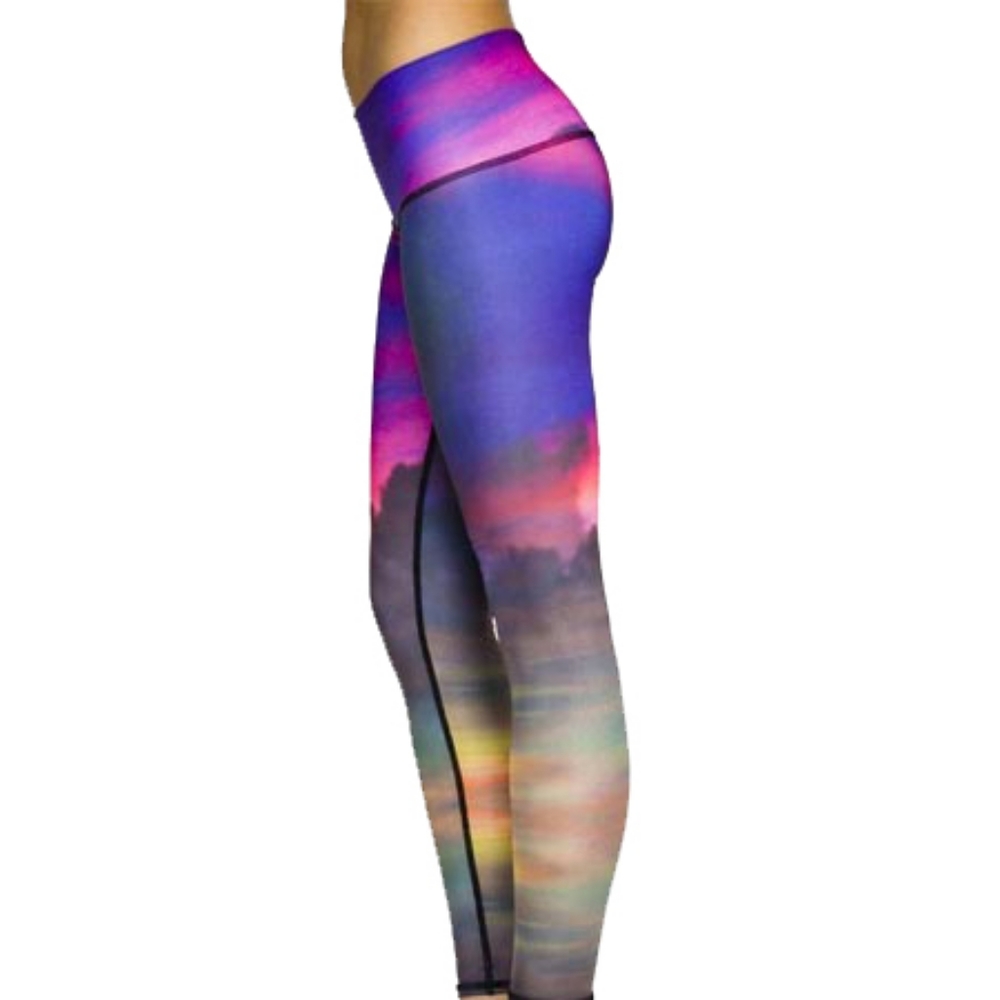 Teeki Clouds Yoga Pants. Size Small. Multi-coloured. ECO-FRIENDLY.